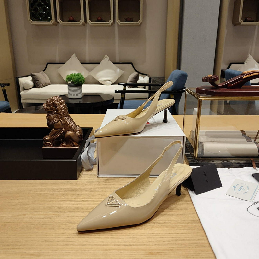 Prada 1I153N Patent-leather slingback pumps P78570