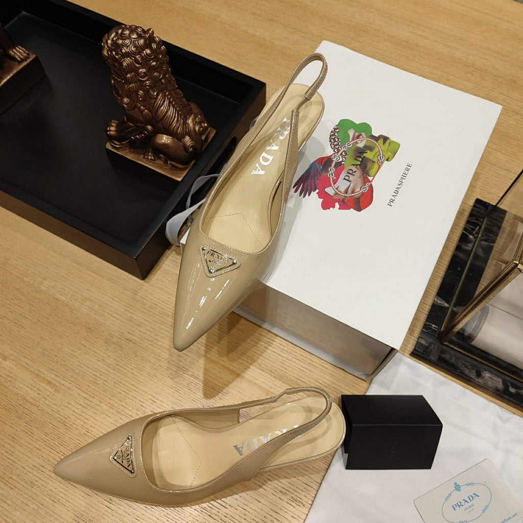 Prada 1I153N Patent-leather slingback pumps P78570