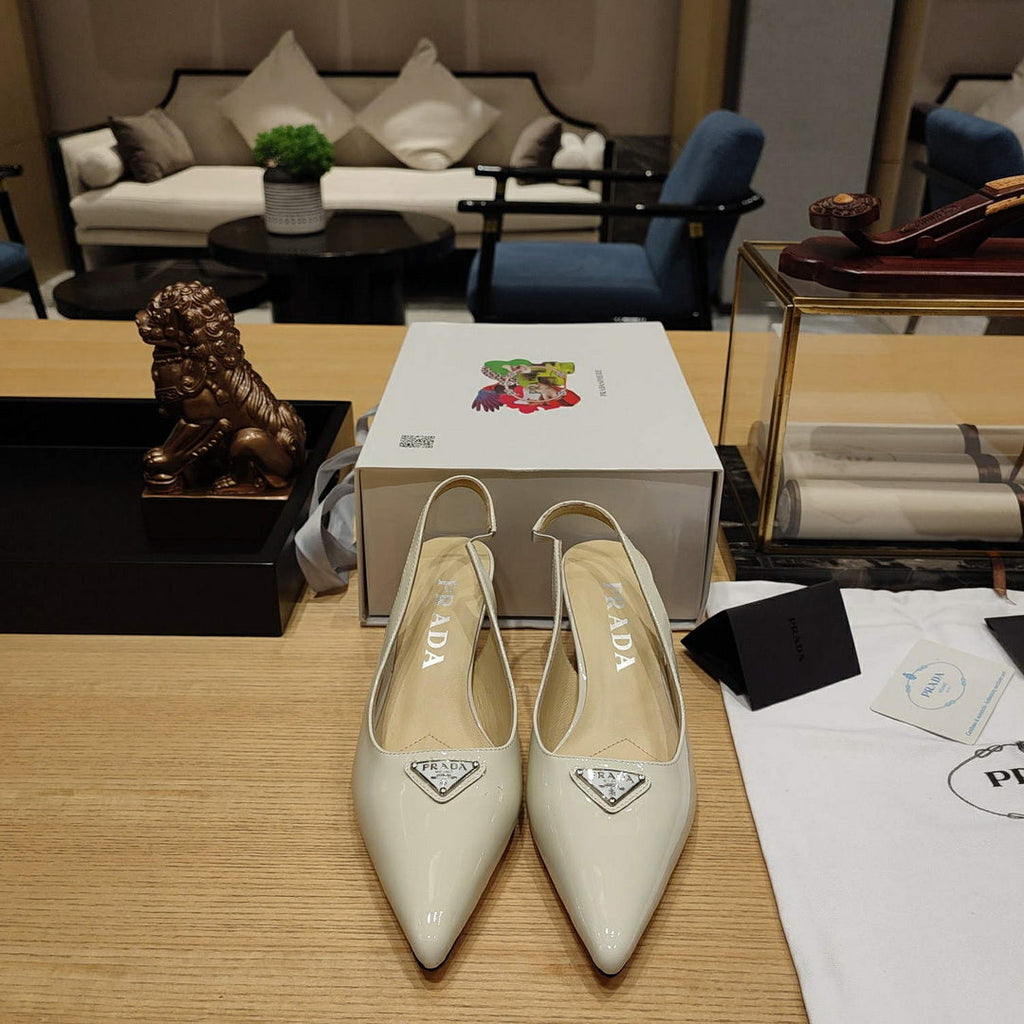 Prada 1I153N Patent-leather slingback pumps P78571