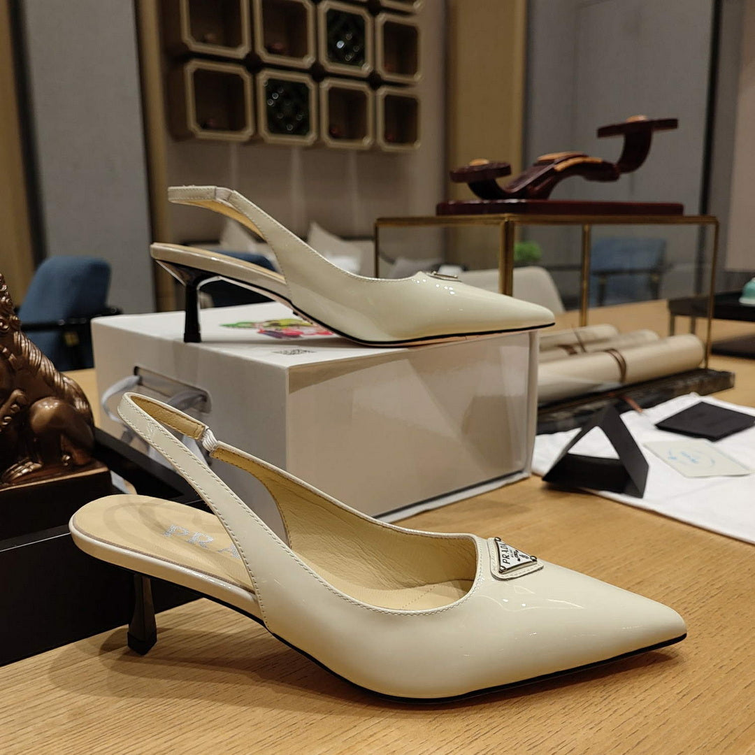 Prada 1I153N Patent-leather slingback pumps P78571 - 35 - View 4