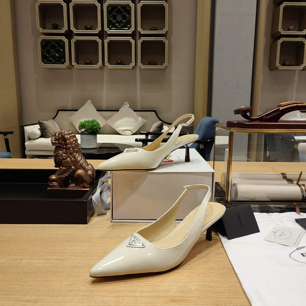 Prada 1I153N Patent-leather slingback pumps P78571