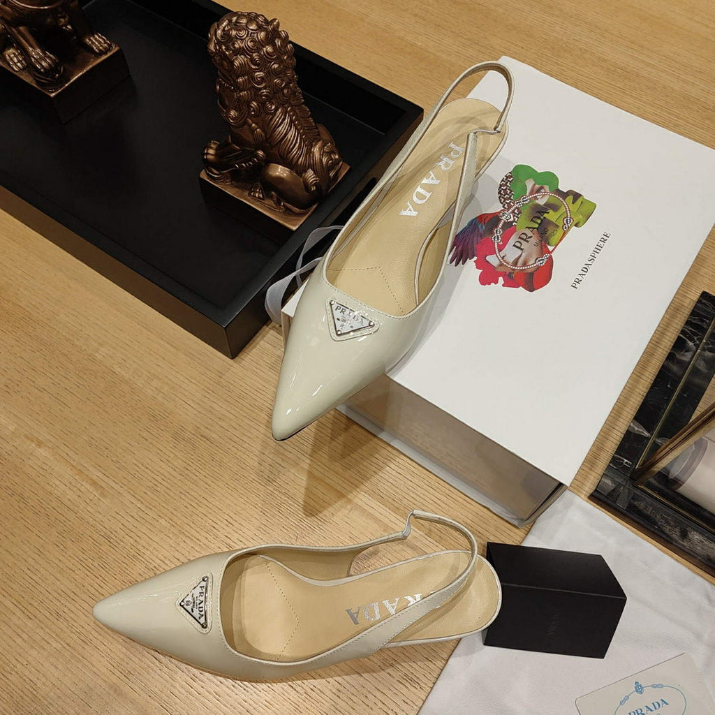Prada 1I153N Patent-leather slingback pumps P78571