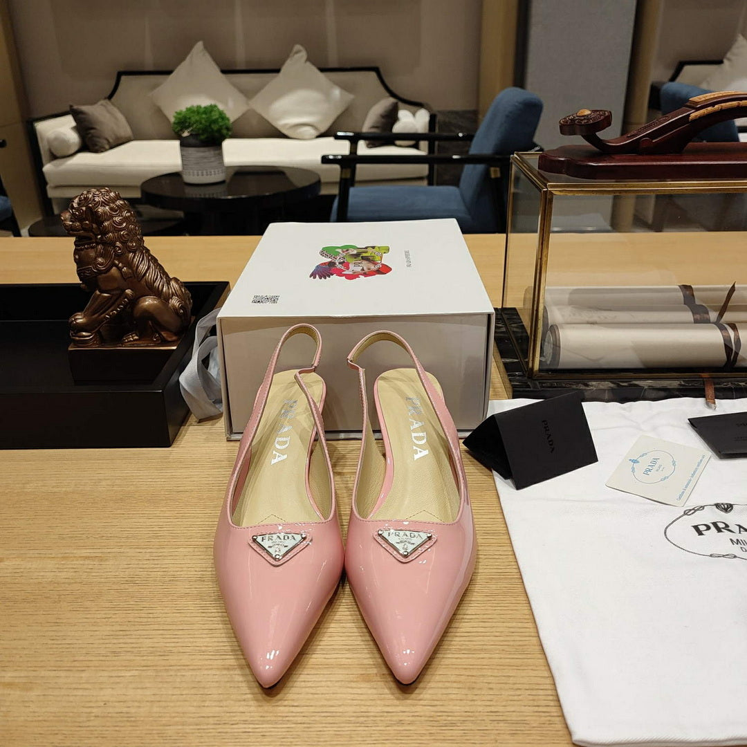 Prada 1I153N Patent-leather slingback pumps P78572