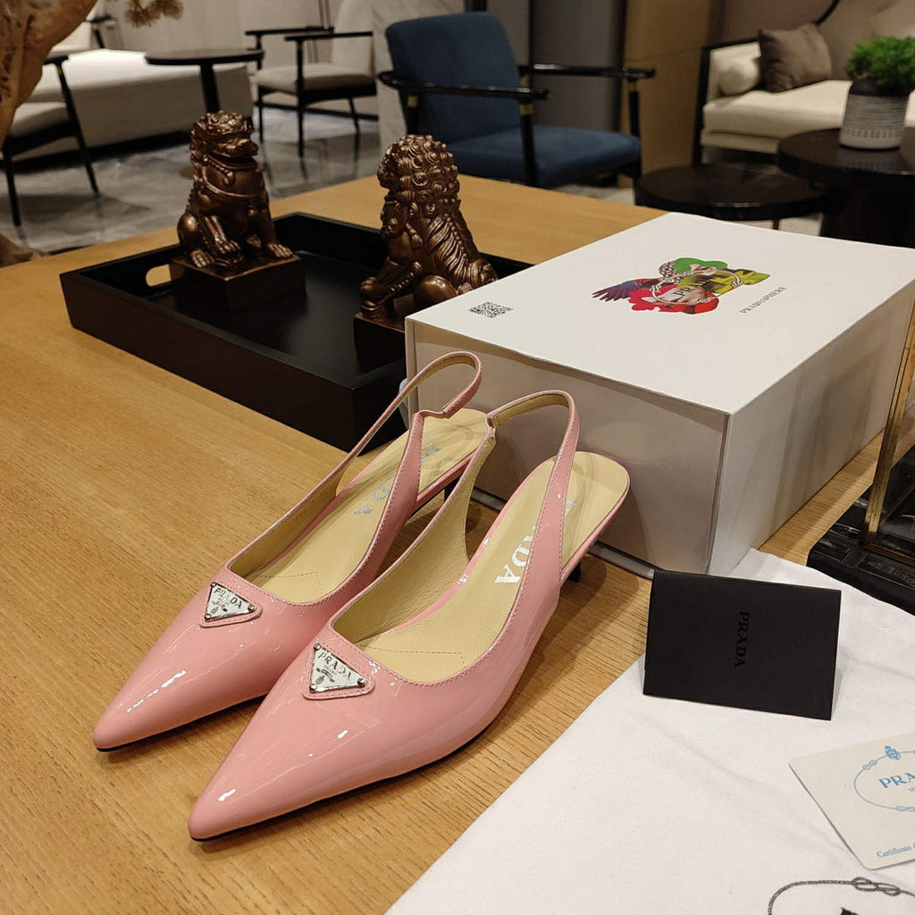 Prada 1I153N Patent-leather slingback pumps P78572