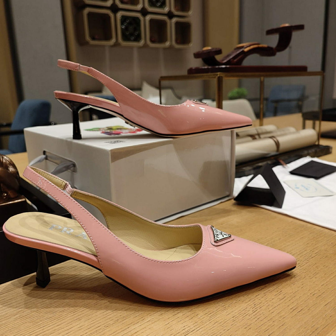 Prada 1I153N Patent-leather slingback pumps P78572