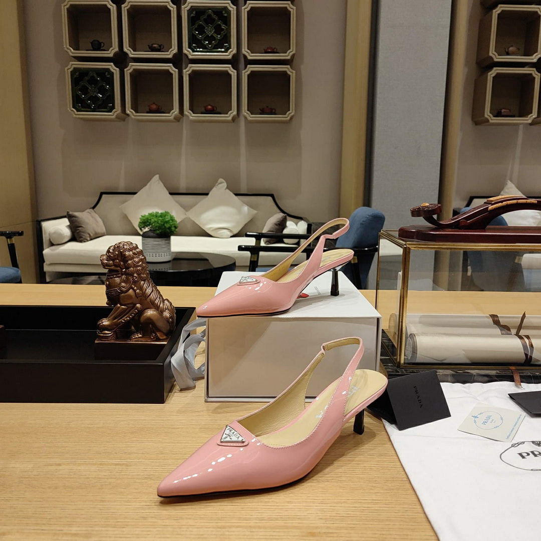 Prada 1I153N Patent-leather slingback pumps P78572