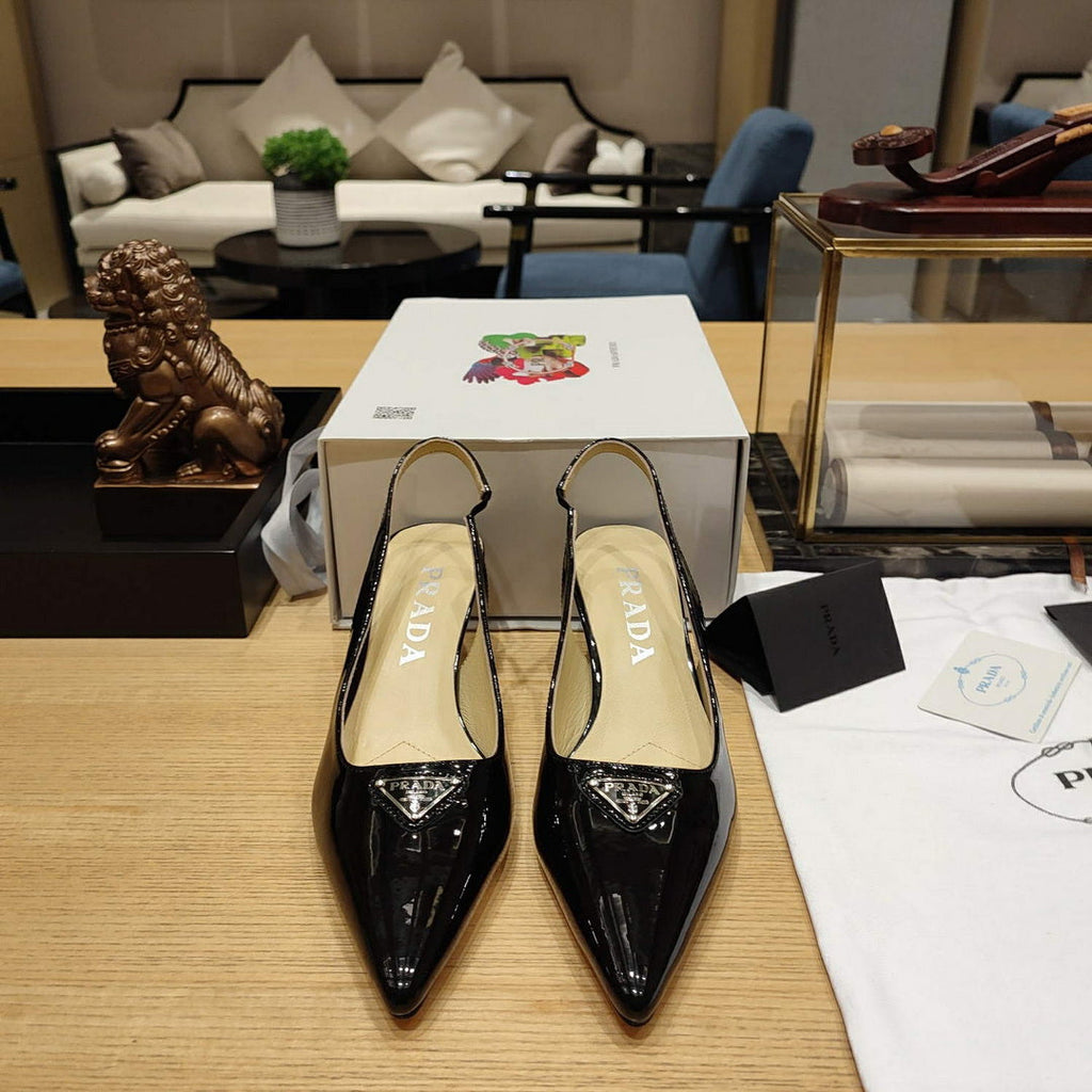 Prada 1I153N Patent-leather slingback pumps P78573