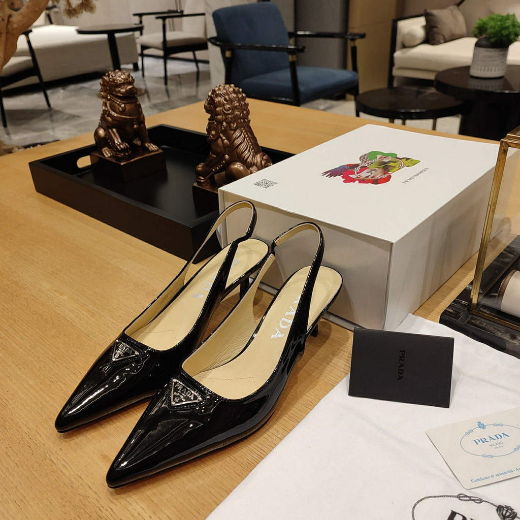 Prada 1I153N Patent-leather slingback pumps P78573