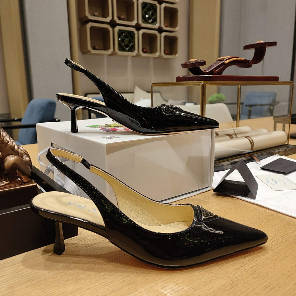 Prada 1I153N Patent-leather slingback pumps P78573