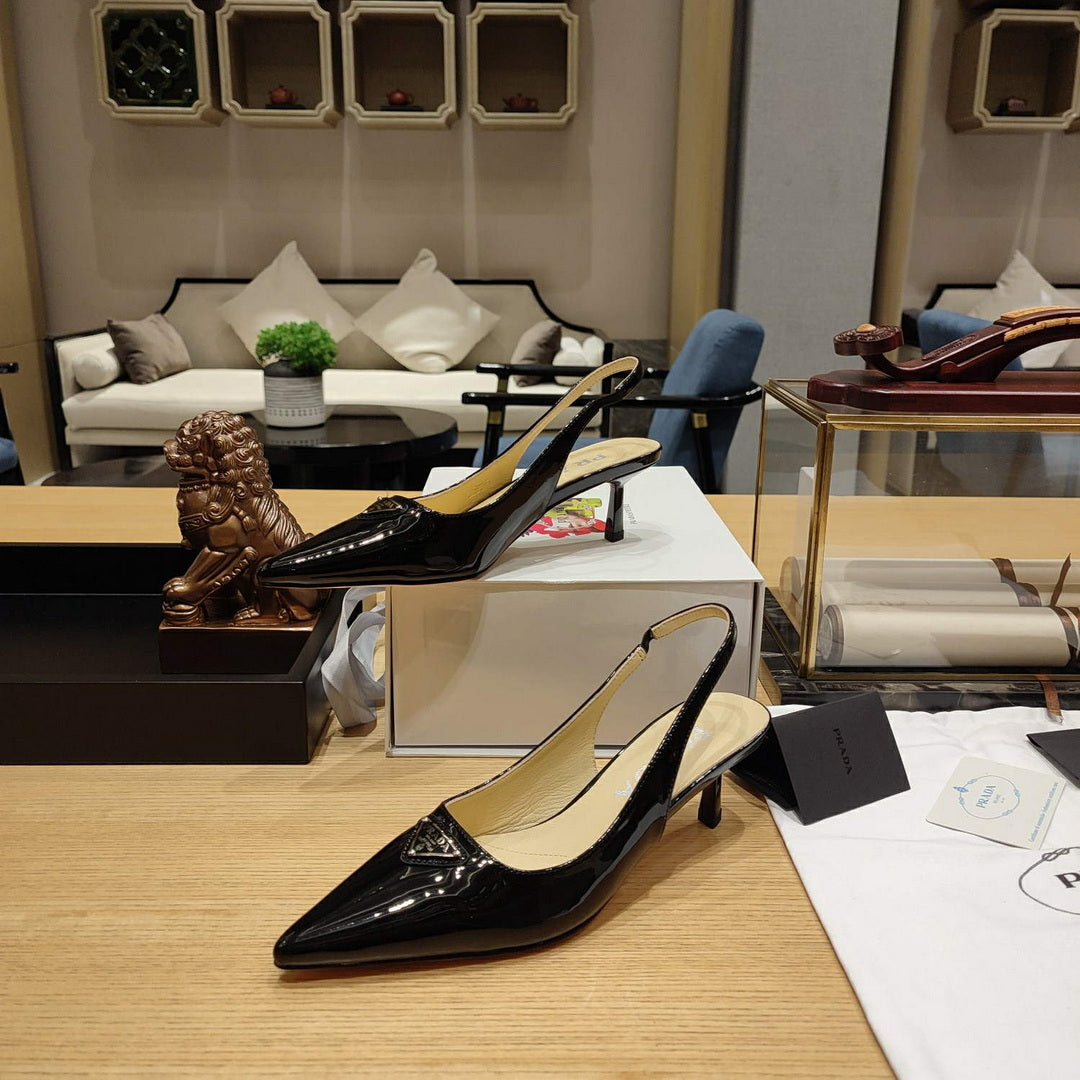 Prada 1I153N Patent-leather slingback pumps P78573 - 35 - View 5