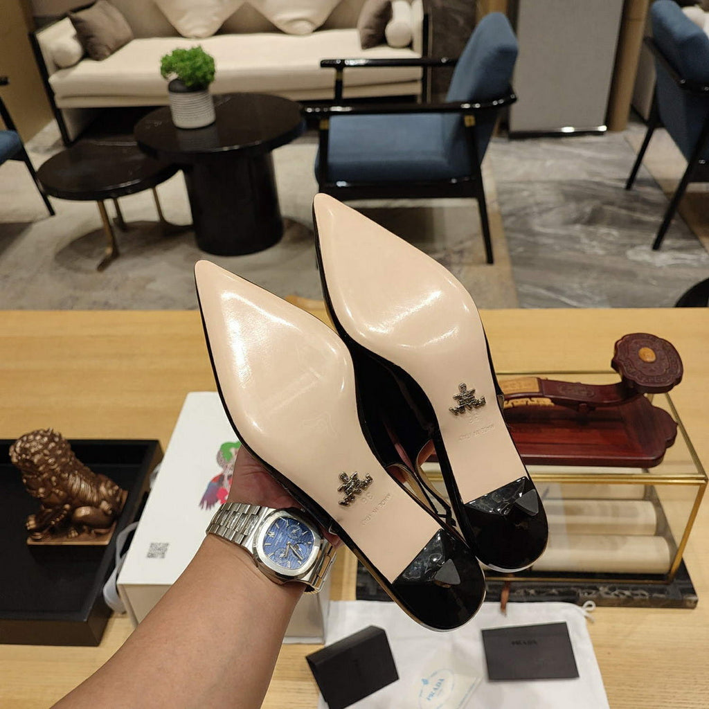 Prada 1I153N Patent-leather slingback pumps P78573
