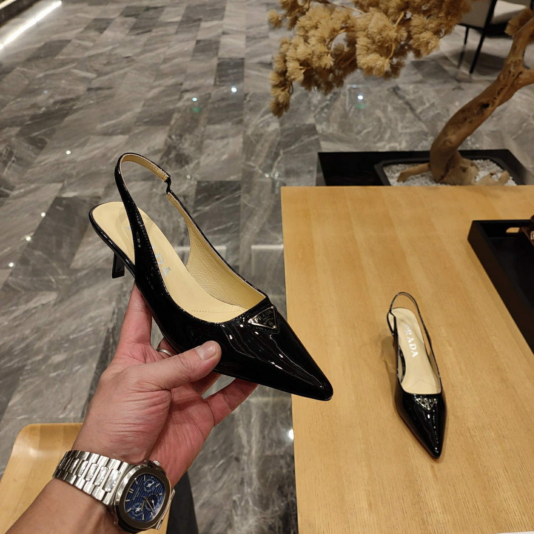 Prada 1I153N Patent-leather slingback pumps P78573