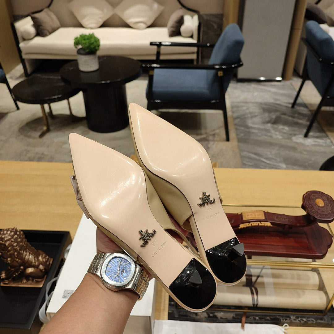 Prada 1I174N flower-appliqu¨¦ slingback pumps P78558