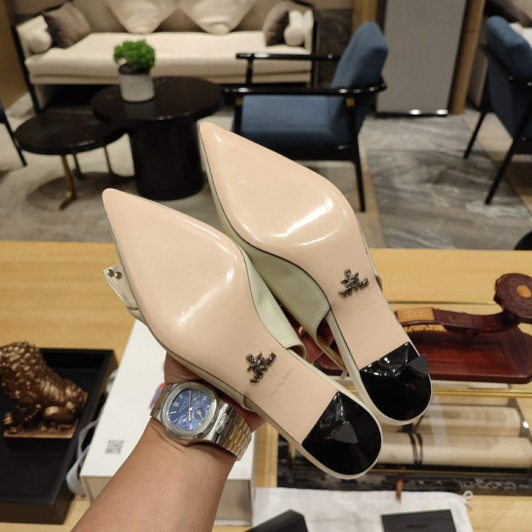 Prada 1I174N flower-appliqu¨¦ slingback pumps P78559