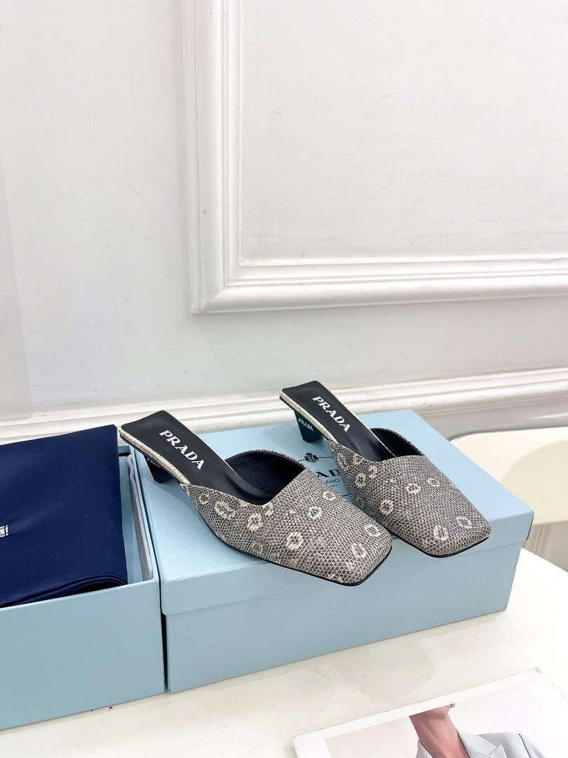 Prada 1I479N Women's Lizard Grain Cowhide Mules Fashion Shoes P67323