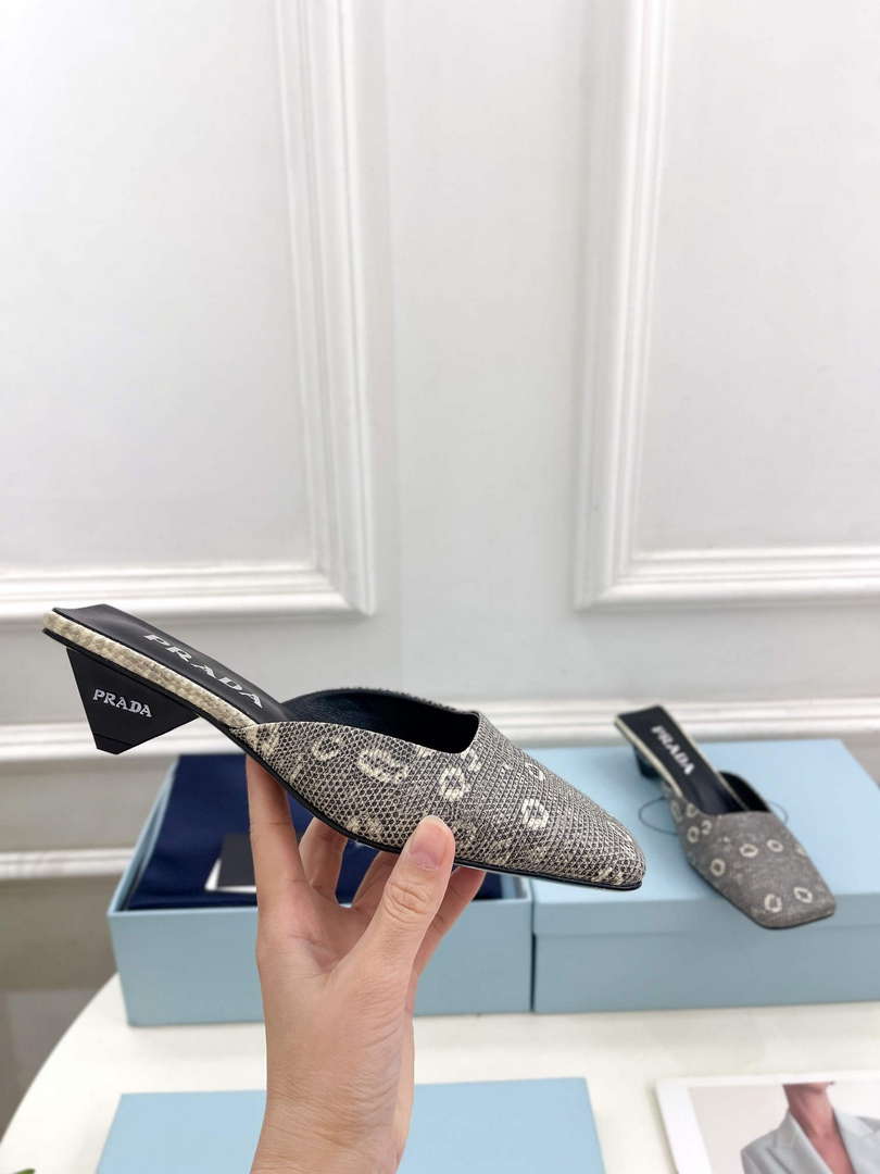 Prada 1I479N Women's Lizard Grain Cowhide Mules Fashion Shoes P67323