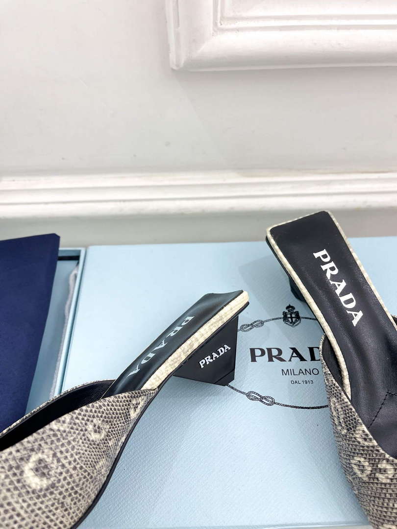 Prada 1I479N Women's Lizard Grain Cowhide Mules Fashion Shoes P67323
