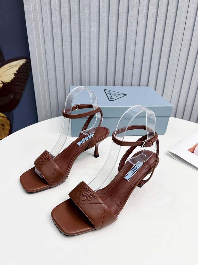 Prada 1I901M Brushed leather Slingback pumps Shiny Leather Sandals Shoes P91002