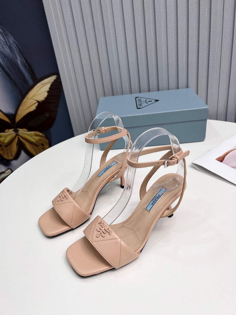 Prada 1I901M Brushed leather Slingback pumps Shiny Leather Sandals Shoes P91002