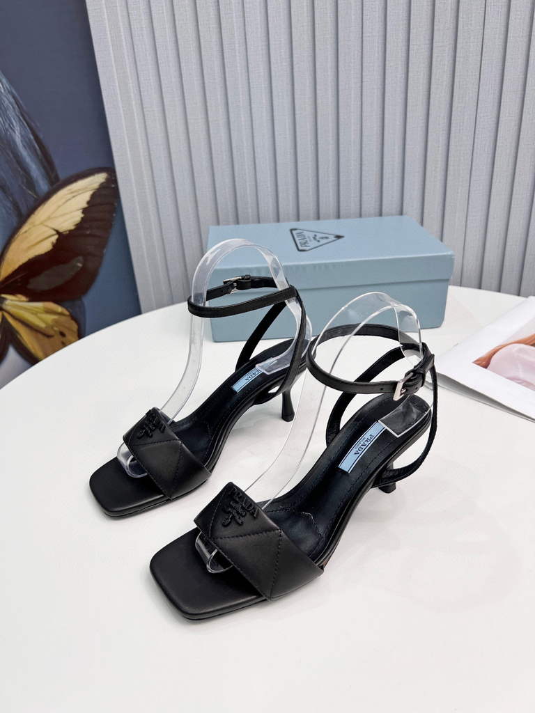 Prada 1I901M Brushed leather Slingback pumps Shiny Leather Sandals Shoes P91002