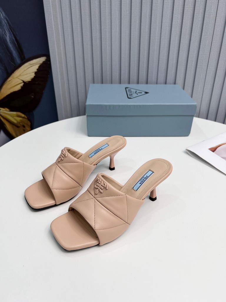 Prada 1I901M Brushed leather Slingback pumps Shiny Leather Sandals Shoes P91002