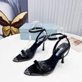 Prada 1I901M Brushed leather Slingback pumps Shiny Leather Sandals Shoes P91012 - 34 - View 1
