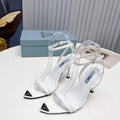 Prada 1I901M Brushed leather Slingback pumps Shiny Leather Sandals Shoes P91013 - 34 - View 1