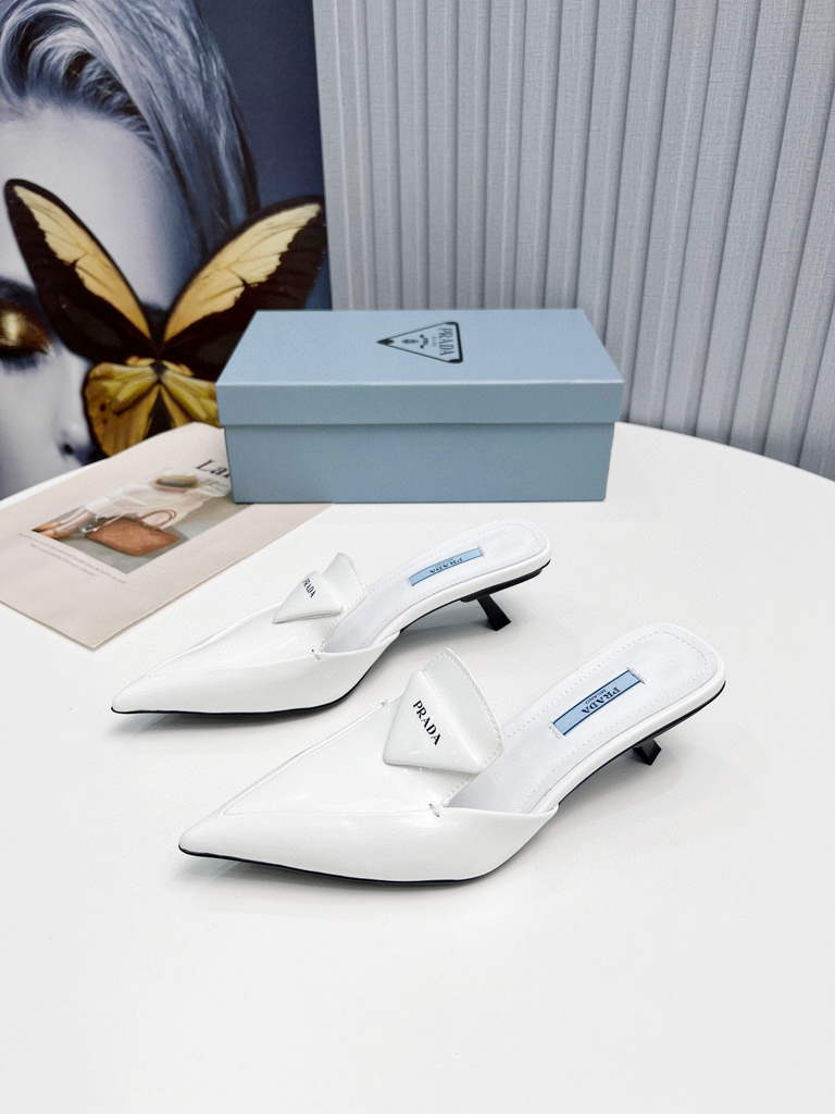 Prada 1I901M Brushed leather Slingback pumps Shiny Leather Sandals Shoes P91002
