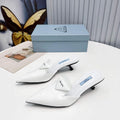 Prada 1I901M Brushed leather Slingback pumps Shiny Leather Sandals Shoes P91019 - 34 - View 1
