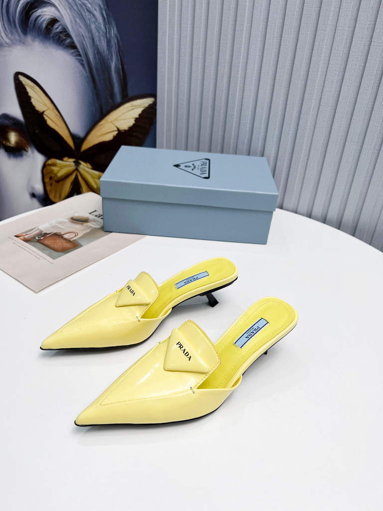 Prada 1I901M Brushed leather Slingback pumps Shiny Leather Sandals Shoes P91002