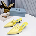 Prada 1I901M Brushed leather Slingback pumps Shiny Leather Sandals Shoes P91020 - 34 - View 1