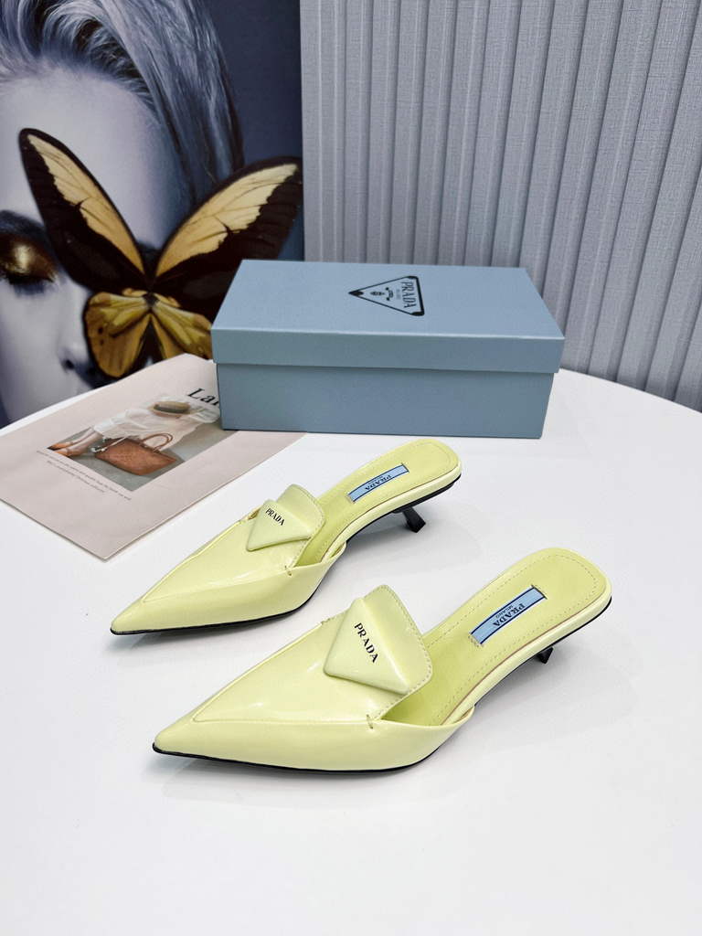 Prada 1I901M Brushed leather Slingback pumps Shiny Leather Sandals Shoes P91002