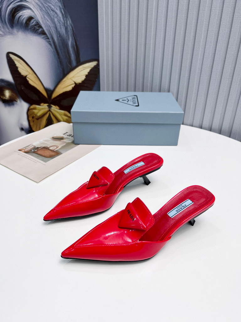 Prada 1I901M Brushed leather Slingback pumps Shiny Leather Sandals Shoes P91002