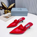 Prada 1I901M Brushed leather Slingback pumps Shiny Leather Sandals Shoes P91023 - 34 - View 1