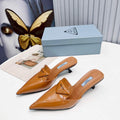 Prada 1I901M Brushed leather Slingback pumps Shiny Leather Sandals Shoes P91024 - 34 - View 1