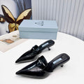Prada 1I901M Brushed leather Slingback pumps Shiny Leather Sandals Shoes P91025 - 34 - View 1
