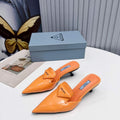 Prada 1I901M Brushed leather Slingback pumps Shiny Leather Sandals Shoes P91027 - 34 - View 1