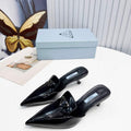 Prada 1I901M Brushed leather Slingback pumps Shiny Leather Sandals Shoes P91028 - 34 - View 1