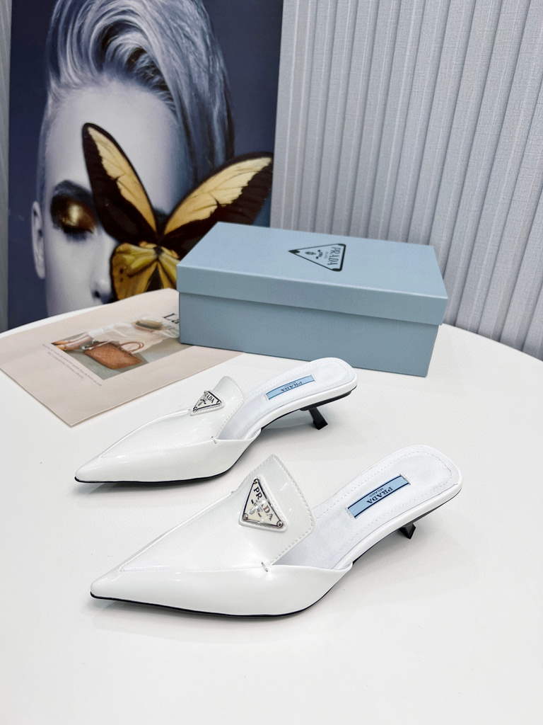 Prada 1I901M Brushed leather Slingback pumps Shiny Leather Sandals Shoes P91002