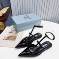 Prada 1I901M Brushed leather Slingback pumps Shiny Leather Sandals Shoes P91034 - 34 - View 1