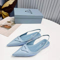 Prada 1I901M Brushed leather Slingback pumps Shiny Leather Sandals Shoes P91035 - 34 - View 1