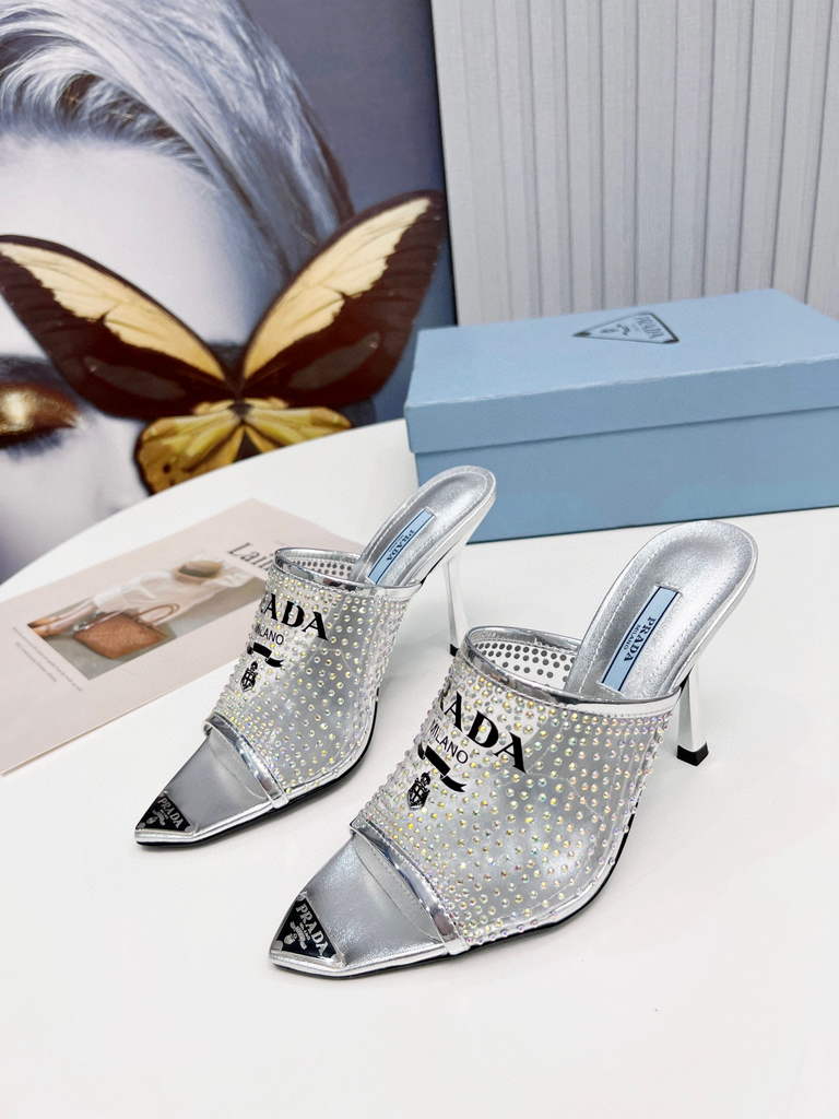 Prada 1I901M Brushed leather Slingback pumps Shiny Leather Sandals Shoes P91002