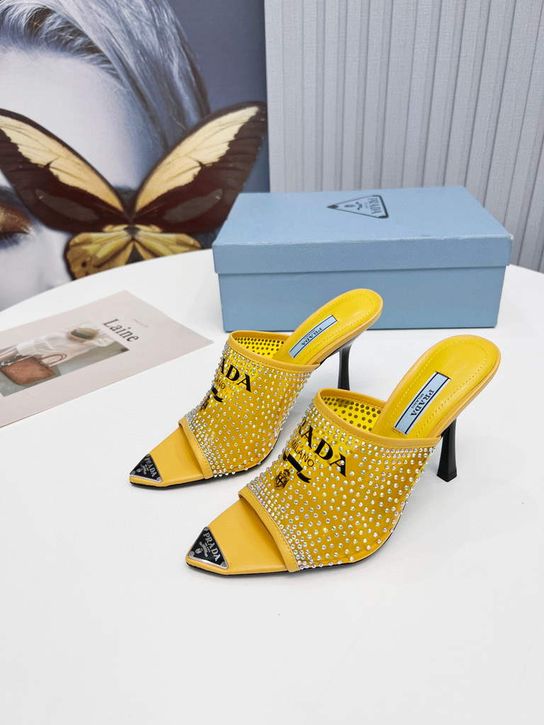 Prada 1I901M Brushed leather Slingback pumps Shiny Leather Sandals Shoes P91002