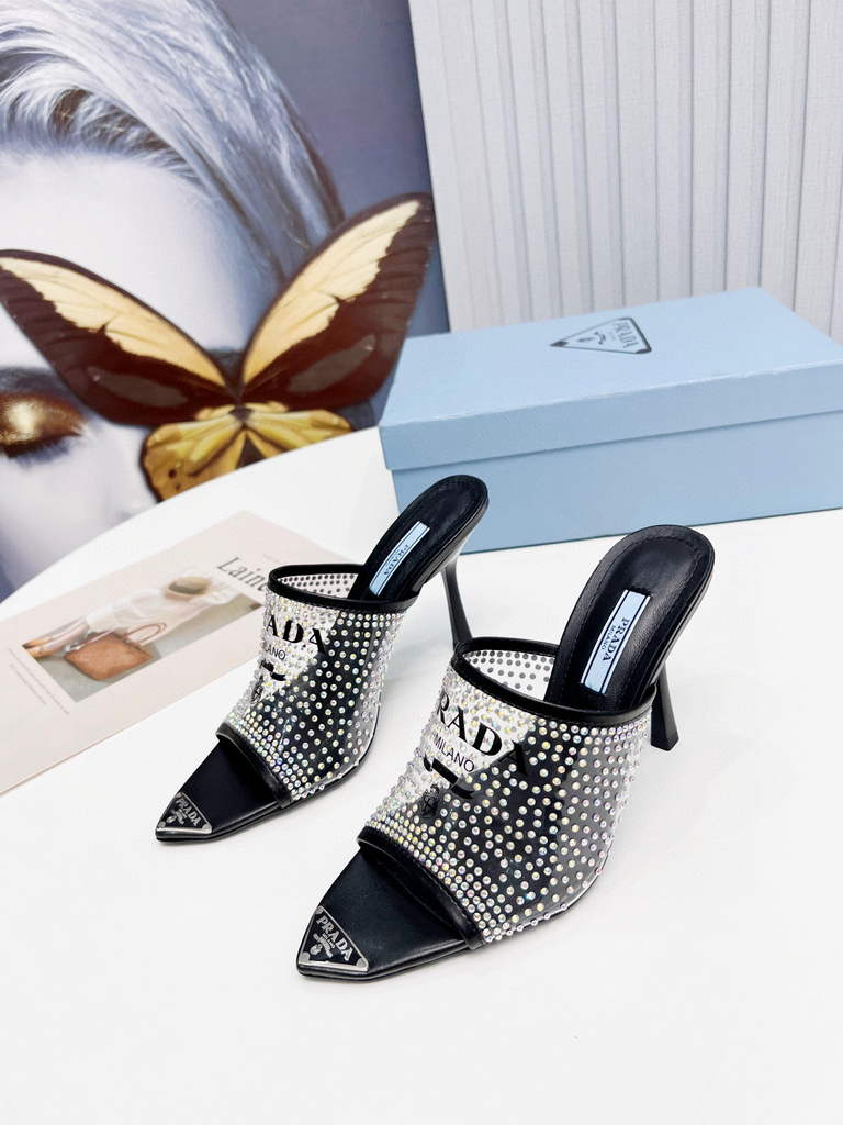 Prada 1I901M Brushed leather Slingback pumps Shiny Leather Sandals Shoes P91002