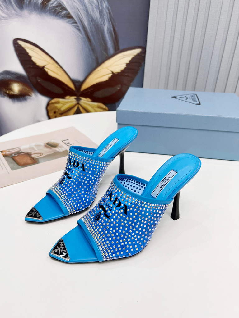 Prada 1I901M Brushed leather Slingback pumps Shiny Leather Sandals Shoes P91002