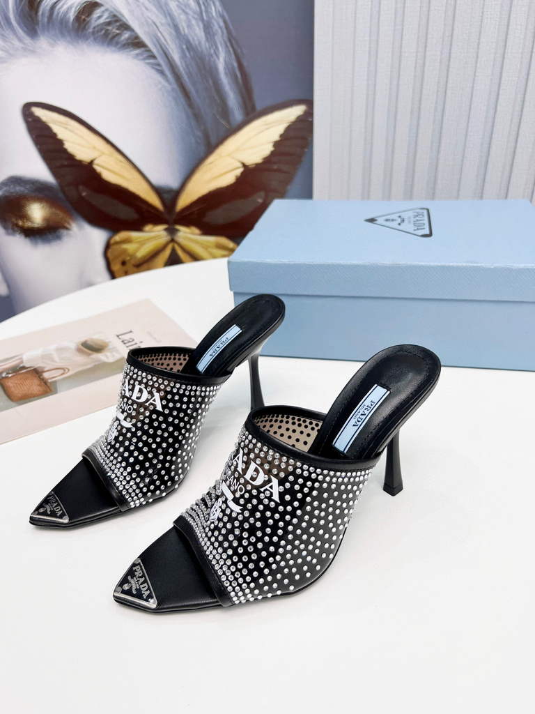Prada 1I901M Brushed leather Slingback pumps Shiny Leather Sandals Shoes P91002