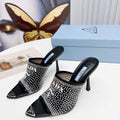 Prada 1I901M Brushed leather Slingback pumps Shiny Leather Sandals Shoes P91045 - 34 - View 1