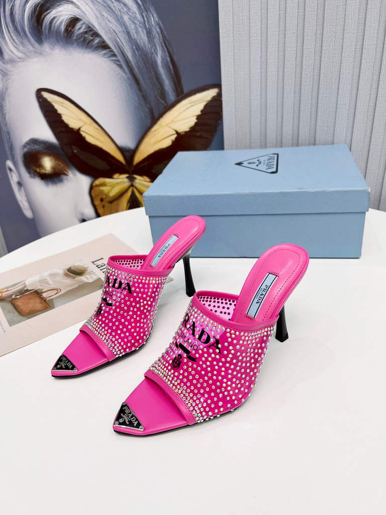 Prada 1I901M Brushed leather Slingback pumps Shiny Leather Sandals Shoes P91002