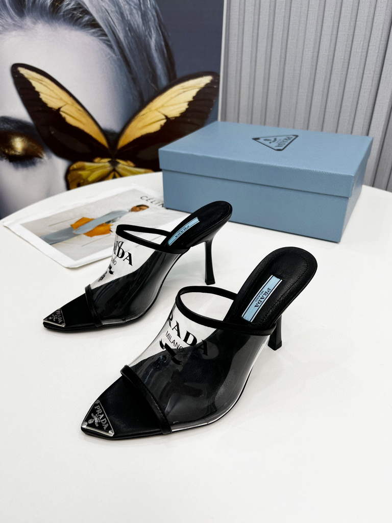 Prada 1I901M Brushed leather Slingback pumps Shiny Leather Sandals Shoes P91002