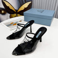 Prada 1I901M Brushed leather Slingback pumps Shiny Leather Sandals Shoes P91048 - 34 - View 1